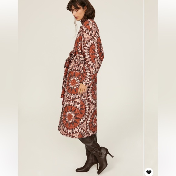 Ulla Johnson Quilted Marta Coat Bohemian Statement Outerwear Brown/ Cream Sz M - Picture 5 of 16